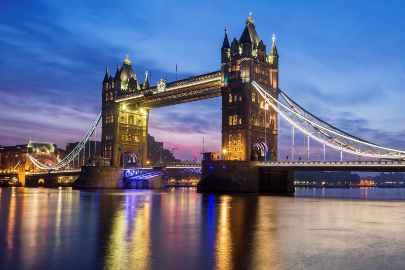 famous tower bridge in the evening